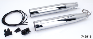 Tubos de escape ajustables MCJ instalados en una motocicleta Harley-Davidson Softail Twin Cam