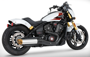 Par de silenciosos slip-on de 4 pulgadas instalados en Indian Scout modelo 2025 o superior
