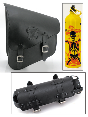 Par de alforjas negras para basculante Softail de la marca Texas Leather