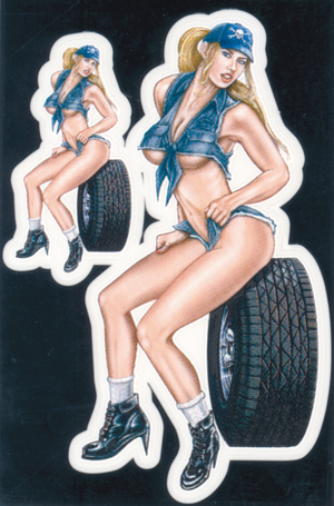 DISEÑOS Y PEGATINAS PARA DEPOSITOS "BIKE TATTOOS" DE LETHAL THREAT - Mechanic Babe 4"x2.5" incluye mini — B-stock