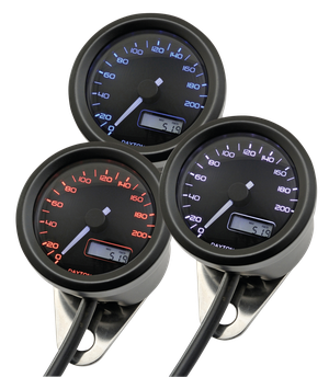 Velocímetro y tacómetro Daytona Velona 48mm con esfera analógica y bisel cromado