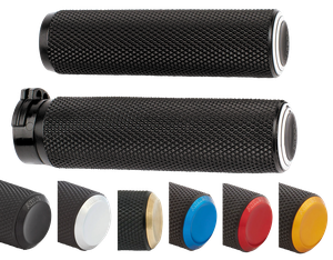 Puños de manillar Arlen Ness Knurled Fusion con textura estriada en negro