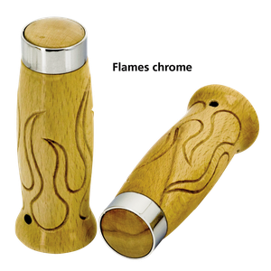 PUÑOS DEL MANILLAR CARPENTERS WOODEN - Estilo Flame con banda cromada — B-stock