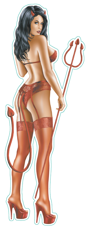 DISEÑOS Y PEGATINAS PARA DEPOSITOS "BIKE TATTOOS" DE LETHAL THREAT - Devil Babe 2"x7.5" — B-stock