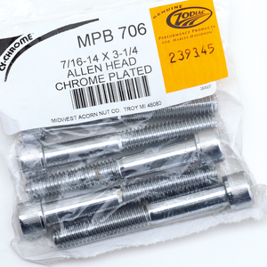 Surtido de tornillos hexagonales Allen con recubrimiento cromado y rosca UNC 7/16