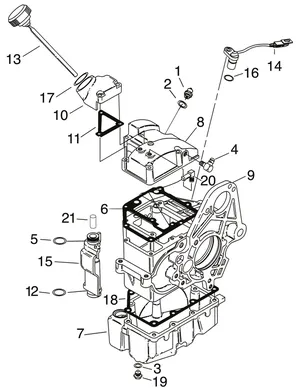 Carcasa y componentes internos de caja de cambios para motor Evolution en modelo Dyna