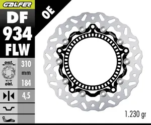 Disco de freno flotante con perfil Wave para motocicleta