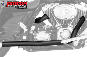 Colectores de escape TRUE Dual Headers cromados instalados en motocicleta