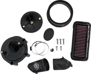Kit filtro de aire Stealth sin tapa instalado en el depósito de gasolina de una motocicleta