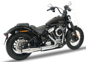 Par de silenciosos Redthunder instalados en motocicleta Harley-Davidson Softail
