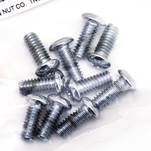 Vista superior de un surtido de tornillos Torx con cabeza botón y acabado cromado brillante
