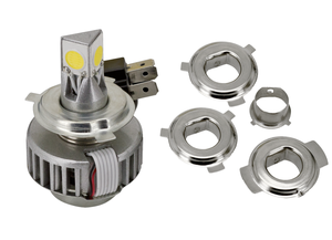 Bombillas SMD LED retrofit Zodiac instaladas en el faro de una motocicleta Harley-Davidson
