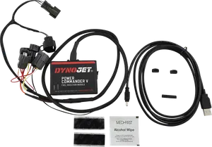 Módulo de inyección Power Commander V negro con conectores visibles