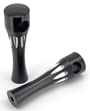 Par de torretas de horquilla negras con perforaciones decorativas para Harley-Davidson