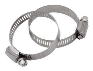 Par de abrazaderas metálicas para fijar protector térmico de escape en motocicleta