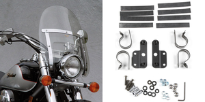 Pantalla de marco estrecho National Cycle instalada en motocicleta Harley-Davidson