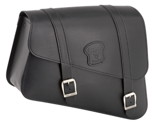 Alforja del marco Texas Leather instalada en lateral de motocicleta Sportster