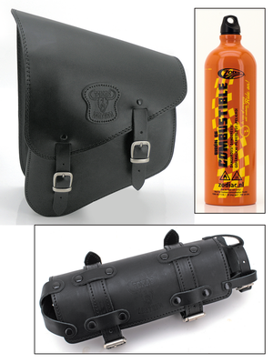 Par de alforjas traseras para basculante Softail color negro de Texas Leather