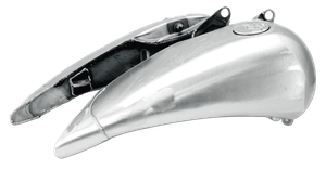 Depósito de gasolina alargado de 4 pulgadas en acero con lateral plano para Harley-Davidson Softail