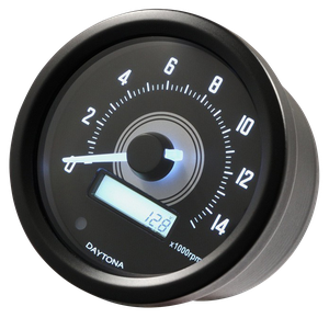 Velocímetro y tacómetro Daytona Velona de 60mm con esfera analógica y bisel cromado