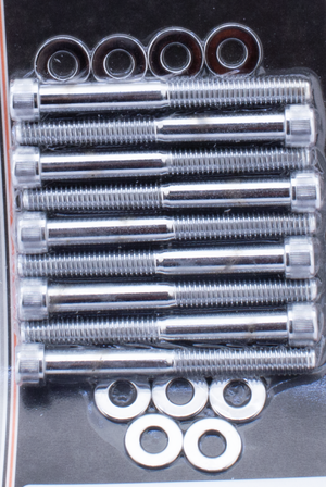 Vista superior del kit de tornillos metálicos para cárter de motor de motocicleta americana