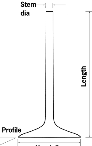 VÁLVULAS DE SOBREMEDIDA PRECISION MACHINING CON VÁSTAGO SIN TERMINAR - 2" / 0,3107" — B-stock