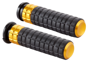 Par de puños Arlen Ness Speedliner negro mate instalados en manillar de motocicleta