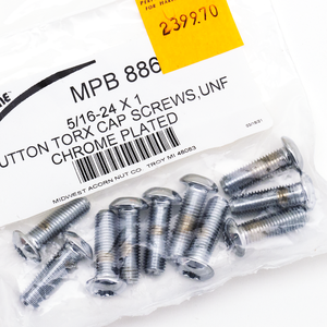 Surtido de tornillos Torx cabeza botón con acabado cromado brillante