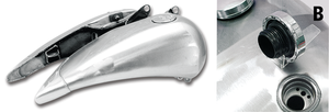 Depósito de gasolina alargado 4 pulgadas de acero con lateral plano para Harley-Davidson Softail