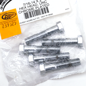 Surtido de tornillos hexagonales UNC con acabado cromado brillante
