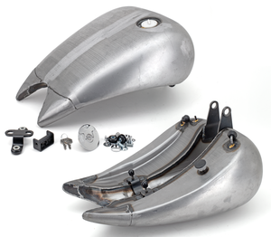 Depósito de gasolina de acero negro alargado 4 pulgadas para motocicleta Harley-Davidson Softail