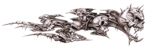 DISEÑOS Y PEGATINAS PARA DEPOSITOS "BIKE TATTOOS" DE LETHAL THREAT - Decay Skull izquierdo 3"x8.5" — B-stock