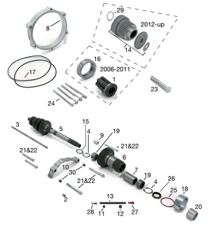 Kit de transmisión primaria de 6 marchas para Harley-Davidson Dyna y Softail