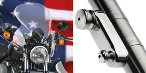 Parabrisas National Cycle Wave Switchblade con sistema de desmontaje rápido instalado en motocicleta