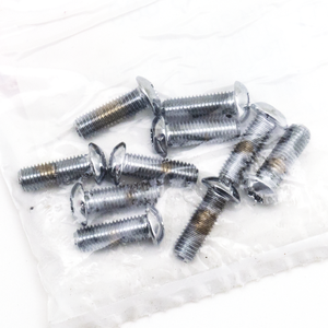Vista de conjunto de tornillos Torx con cabeza botón y superficie cromada brillante