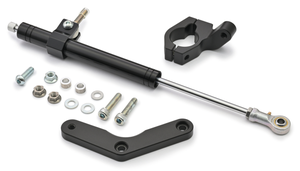 Kit estabilizador de dirección Daytona instalado en manillar de motocicleta