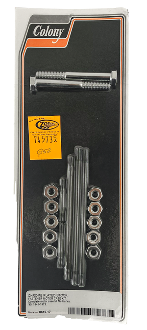 Vista superior del juego de tornillos para cárter de motor de motocicleta americana