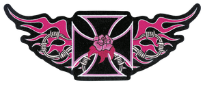 PARCHES BORDADOS LETHAL THREAT - Cruz de hierro rosa 12.25"x5" — B-stock