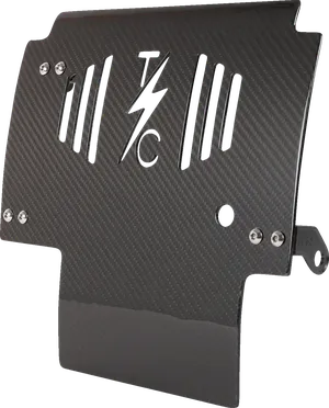 Placa de deslizamiento de fibra de carbono con acabado oscuro y textura característica