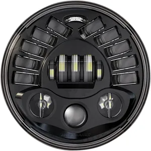 Par de focos delanteros LED circulares de 7 pulgadas con acabado negro