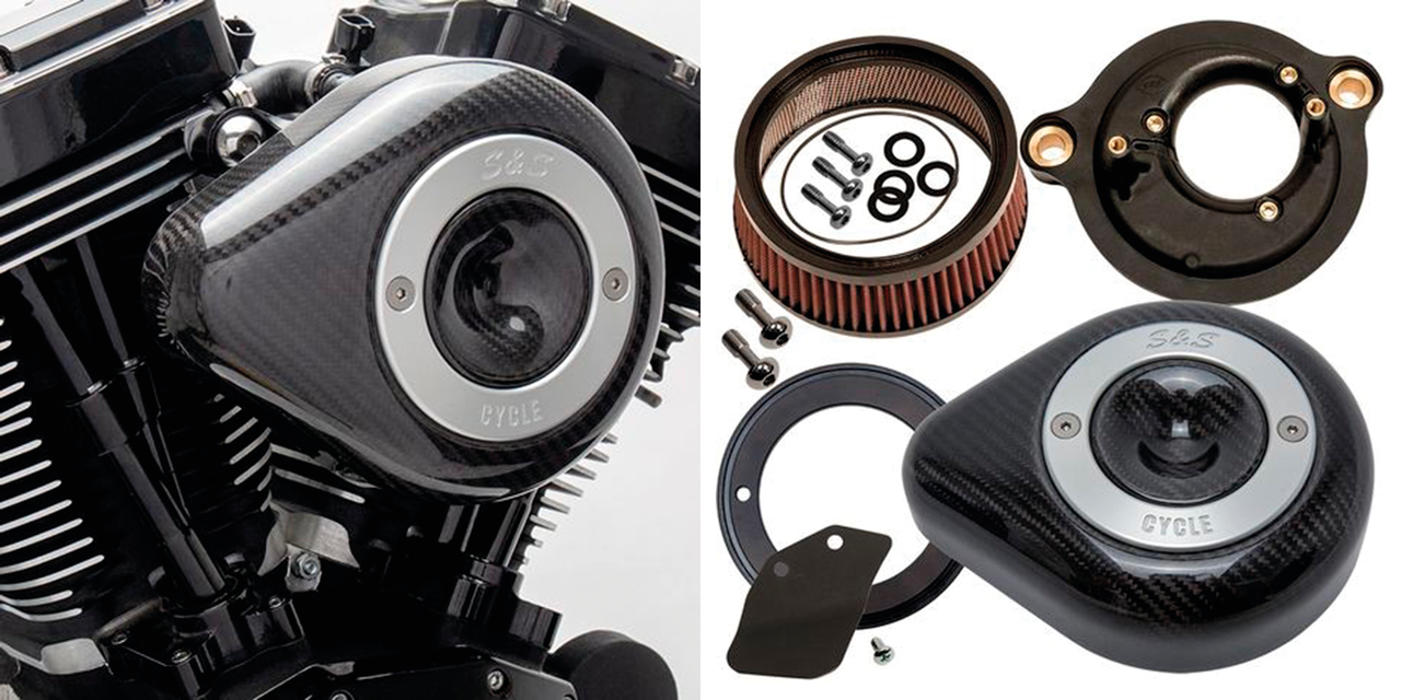 Filtro de aire S&S Stealth con acabado carbon lágrima para motocicleta