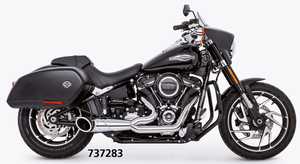 Escape corto tipo Shorty 2-into-1 instalado en motocicleta Harley-Davidson