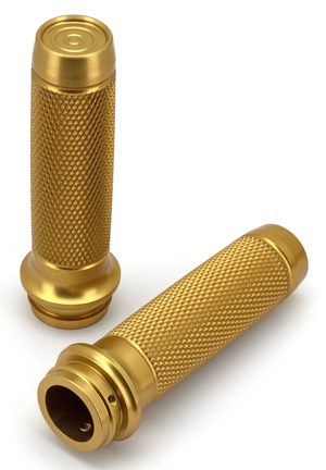 CONJUNTOS DE PUÑOS PARA EL MANILLAR DE BRASS BALL CYCLES - Puños Moto moleteados dorados TBW — B-stock