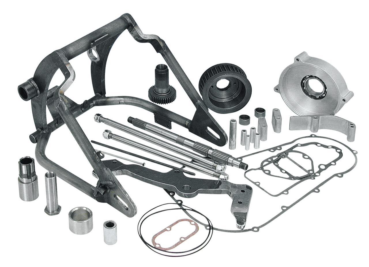 Kit de basculante metálico instalado en chasis de motocicleta para neumático ancho de 300 mm