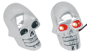 Par de intermitentes calavera estilo skull para motocicleta