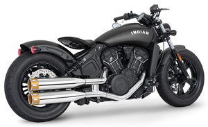 Par de silenciosos slip-on de 4 pulgadas instalados en Indian Scout desde 2025