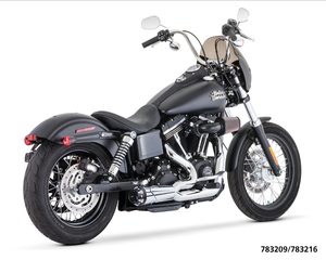 Escape corto Shorty 2-into-1 instalado en motocicleta Harley-Davidson
