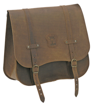 Alforja lateral de cuero negro Texas Leather para motocicleta