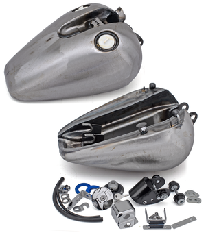 Depósito de gasolina estilo Fat Bob para Sportster con silenciadores integrados