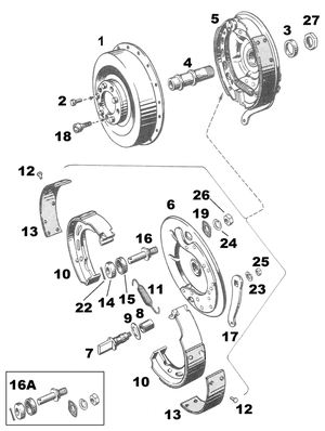 Piezas de freno trasero para Harley-Davidson Big Twin años 1936-1957